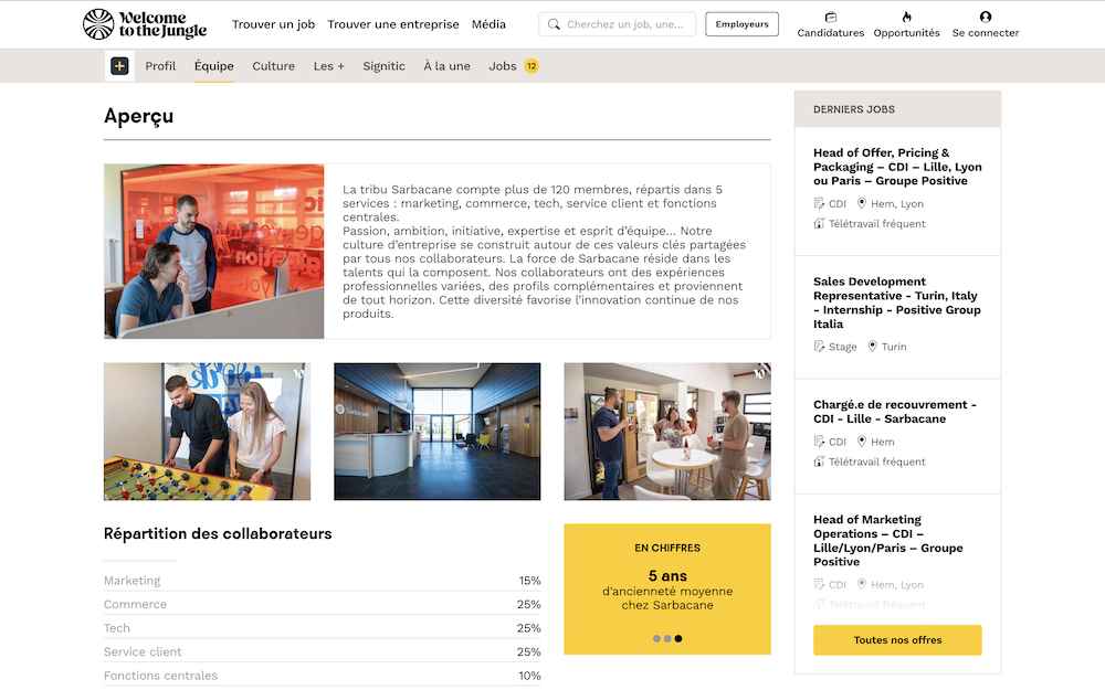 Groupe Positive onglet equipe