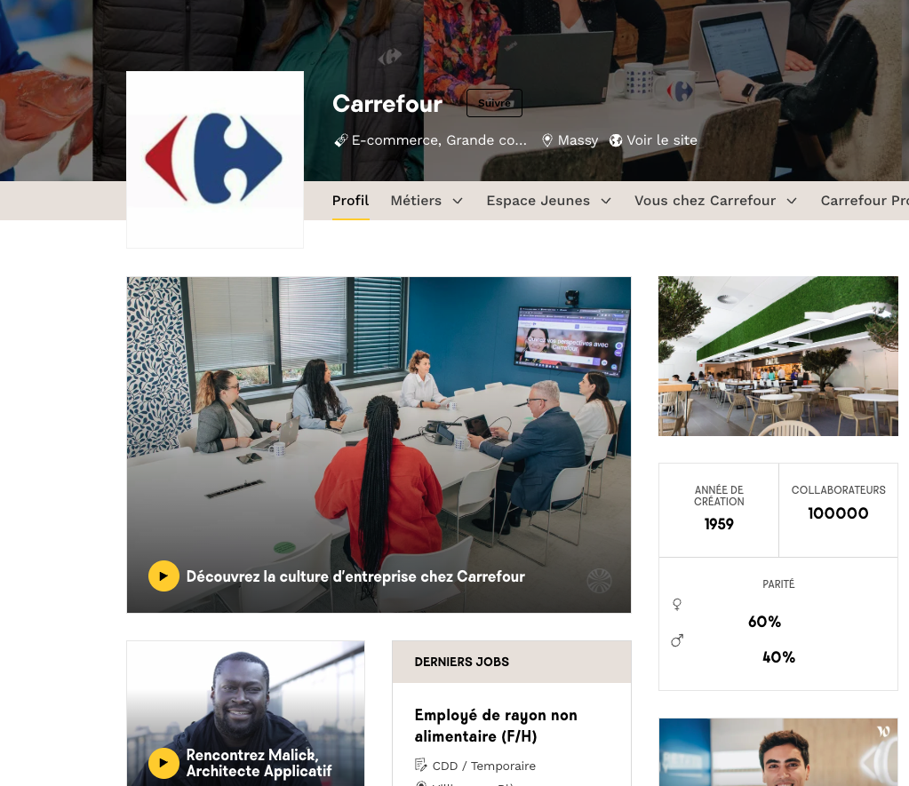 company profile page