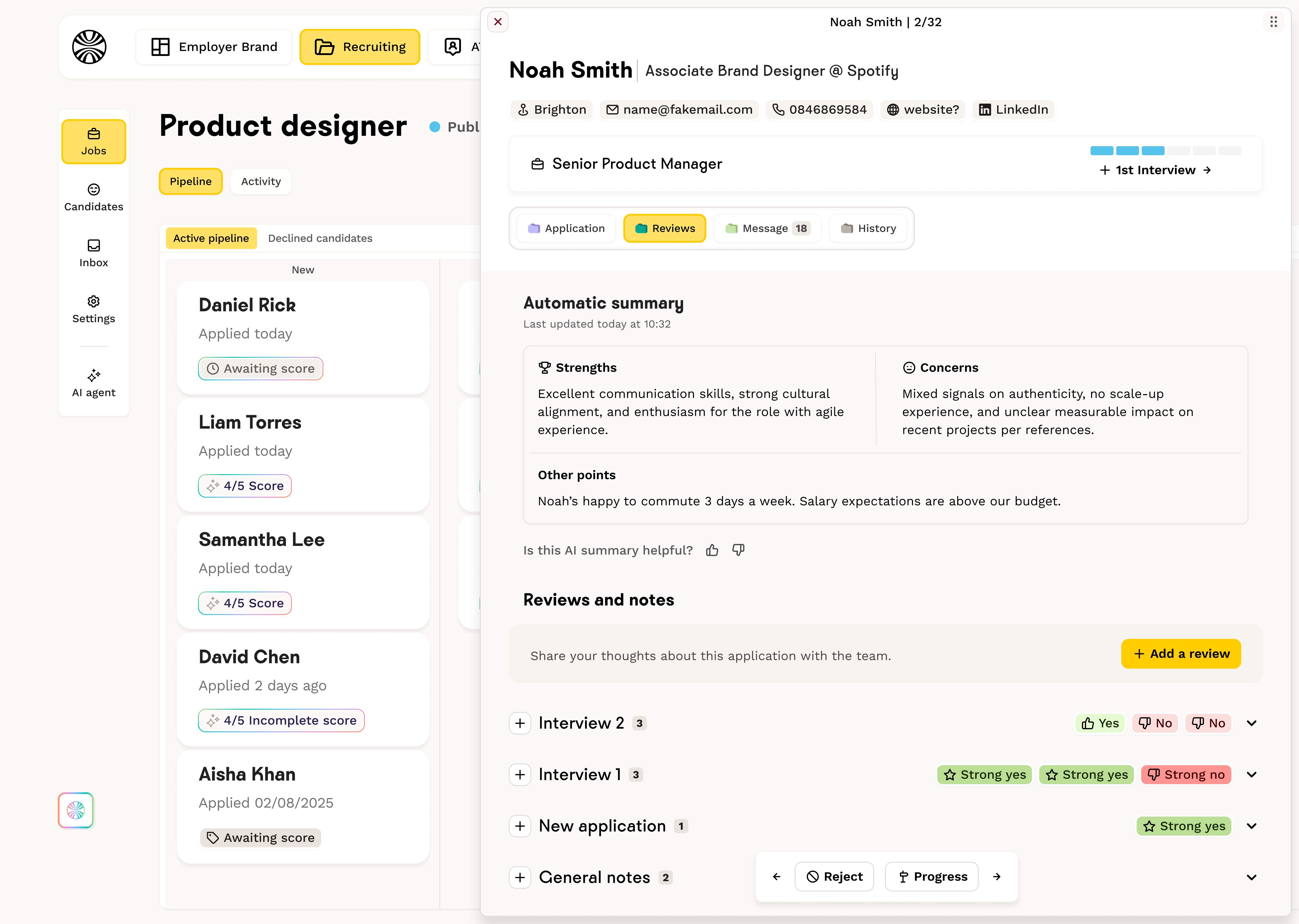 candidate feedback in one place ats